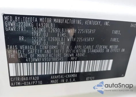 2025 Toyota Rav4 Hybrid Xle from USA, damaged, VIN 4T3RWRFV9SU188545